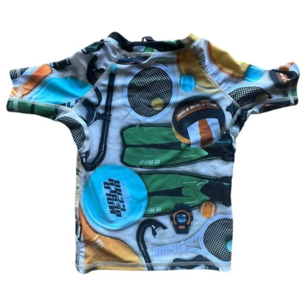 Molo Kids Rashguard in White, Green, Yellow, Black, Blue Size 6